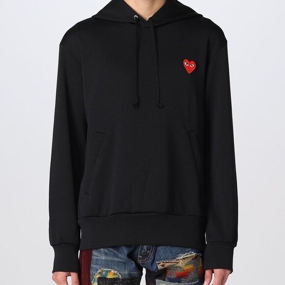 Comme Des Garçons Play Men's Black & Red Heart Hooded Sweatshirt Size XXL - Picture 5 of 16